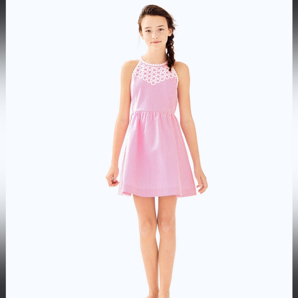Lilly Pulitzer Kinley Pink Seersucker Halter dress